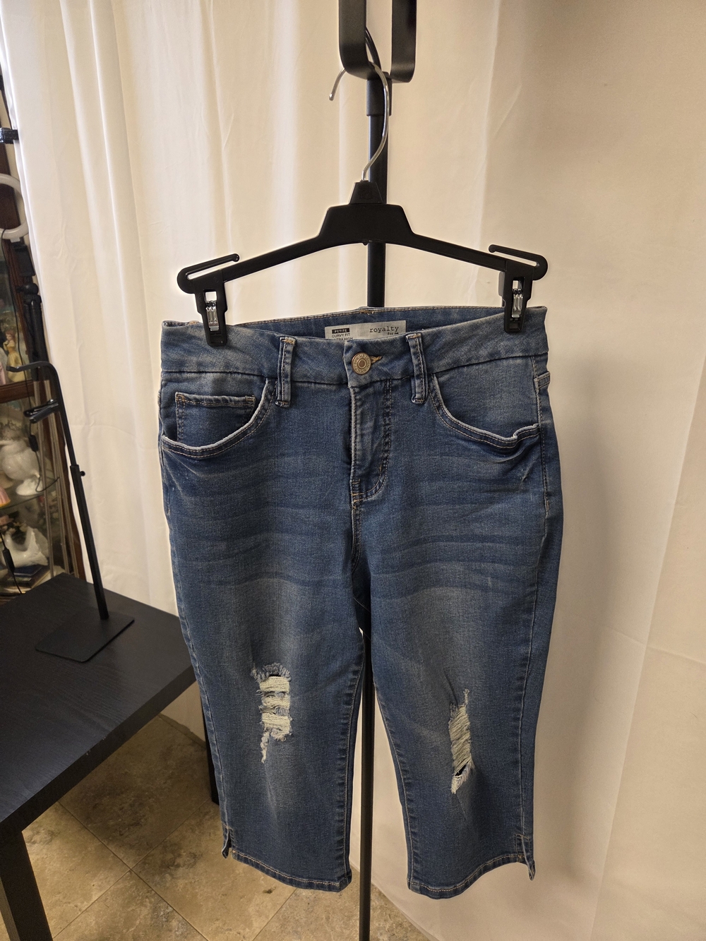 Royalty For Me Blue Distressed Cropped Women's Jeans